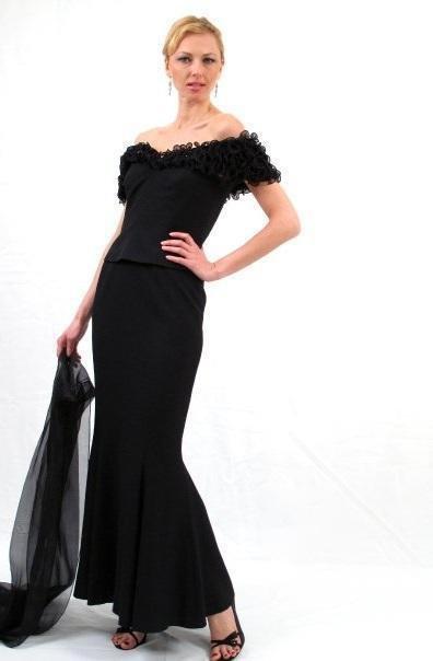 Alexander by Daymor - Ruffle Cap Sleeved Mermaid Gown 20032 Mother of the Bride Dresses 14 / Black