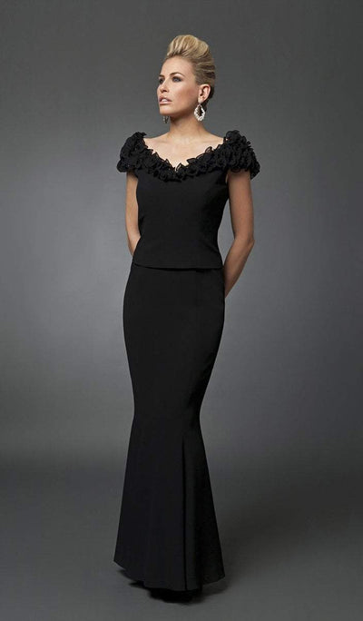 Alexander by Daymor - Ruffled Off Shoulder Mermaid Gown 702003 Mother of the Bride Dresses 2 / Black