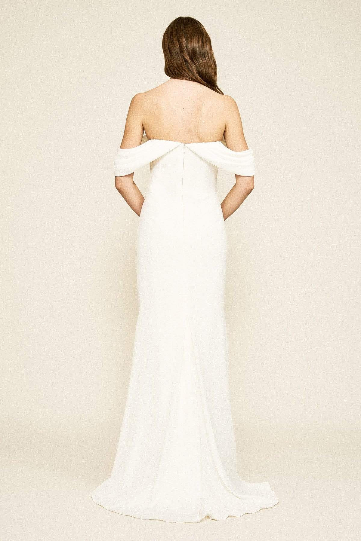 Tadashi Shoji - Amishta Off-The-Shoulder Crepe Gown In White