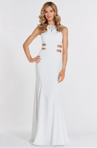 Alyce Paris Prom Collection - Long Trumpet Gown with Side Cut Outs 8006 In White
