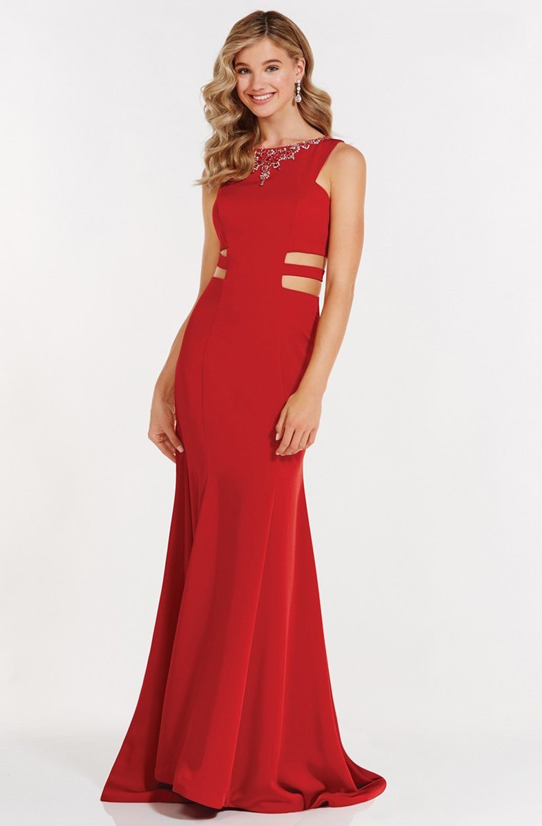 Alyce Paris Prom Collection - Long Trumpet Gown with Side Cut Outs 8006 In BlueAlyce Paris Prom Collection - Long Trumpet Gown with Side Cut Outs 8006 In Red