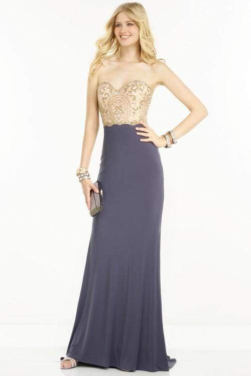 Alyce Paris - 1128 Strapless Beaded Jersey Sheath Dress Evening Dresses 000 / Dusk-Nude