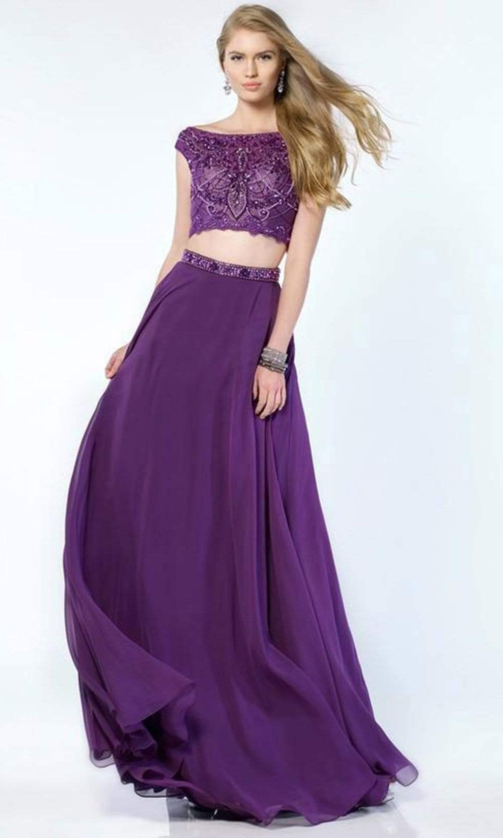 Alyce Paris - 1171 Two Piece Beaded A-Line Dress Evening Dresses 000 / Purple