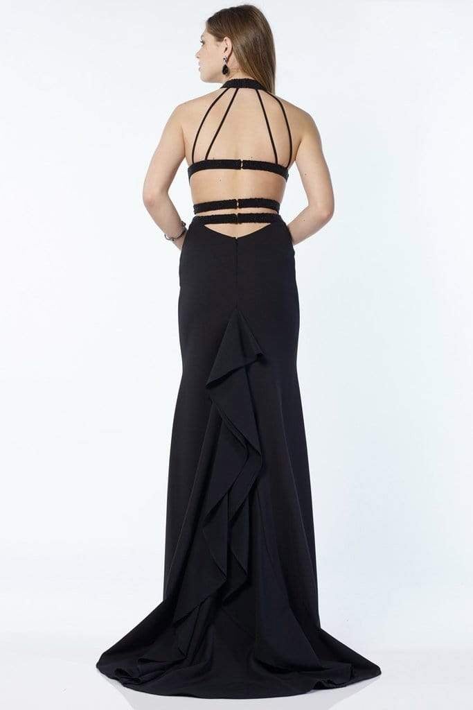 Alyce Paris - 1204 High Halter Neck Strappy Midriff Long Gown Evening Dresses