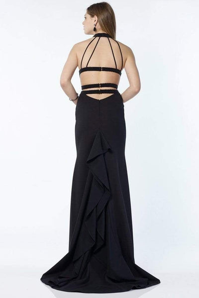 Alyce Paris - 1204 High Halter Neck Strappy Midriff Long Gown Evening Dresses