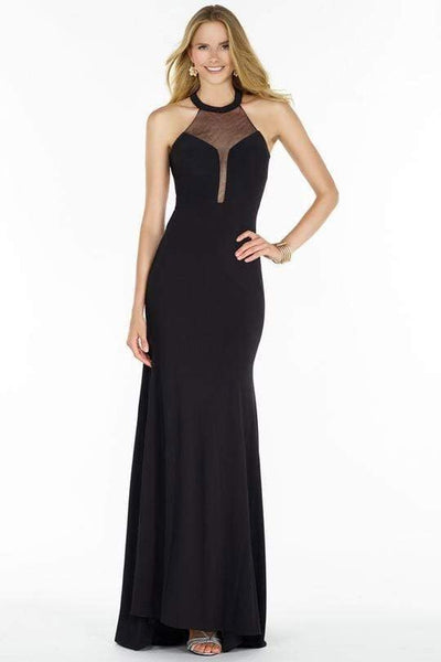 Alyce Paris - 1212 Halter Neck Trumpet Dress With Train Evening Dresses 000 / Black