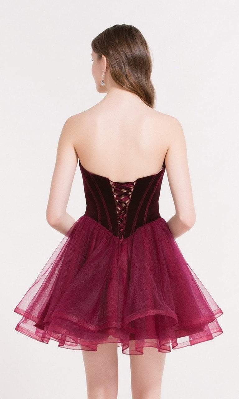 Alyce Paris - 2643 Velvet Sweetheart Tulle A-line Dress in Black and Pink