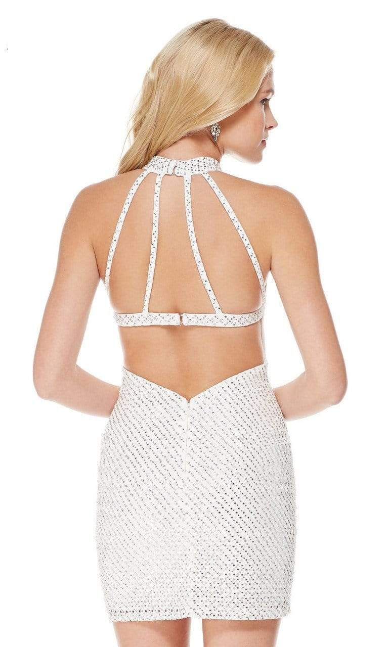 Alyce Paris - 2654 Diamond Lace Halter Style Cocktail Dress Cocktail Dresses