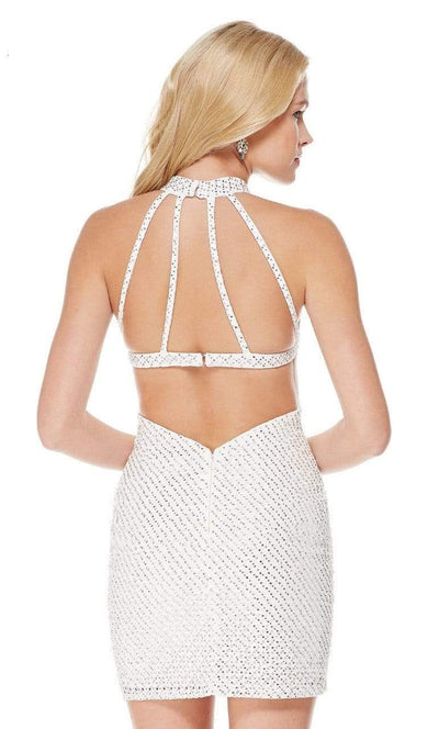 Alyce Paris - 2654 Diamond Lace Halter Style Cocktail Dress Cocktail Dresses