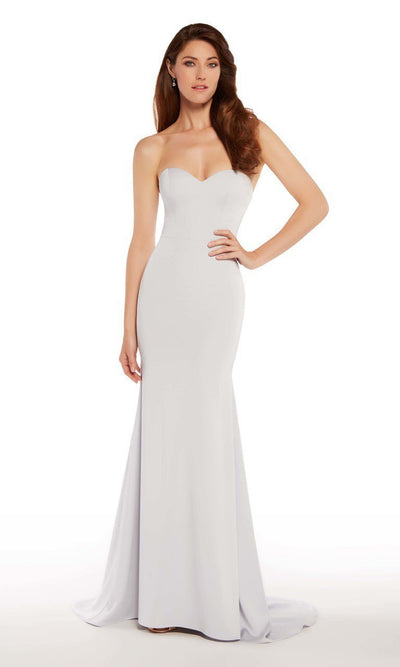 Alyce Paris - 27252 Off-The-Shoulder Beaded Lace Evening Gown Special Occasion Dress 000 / Silver