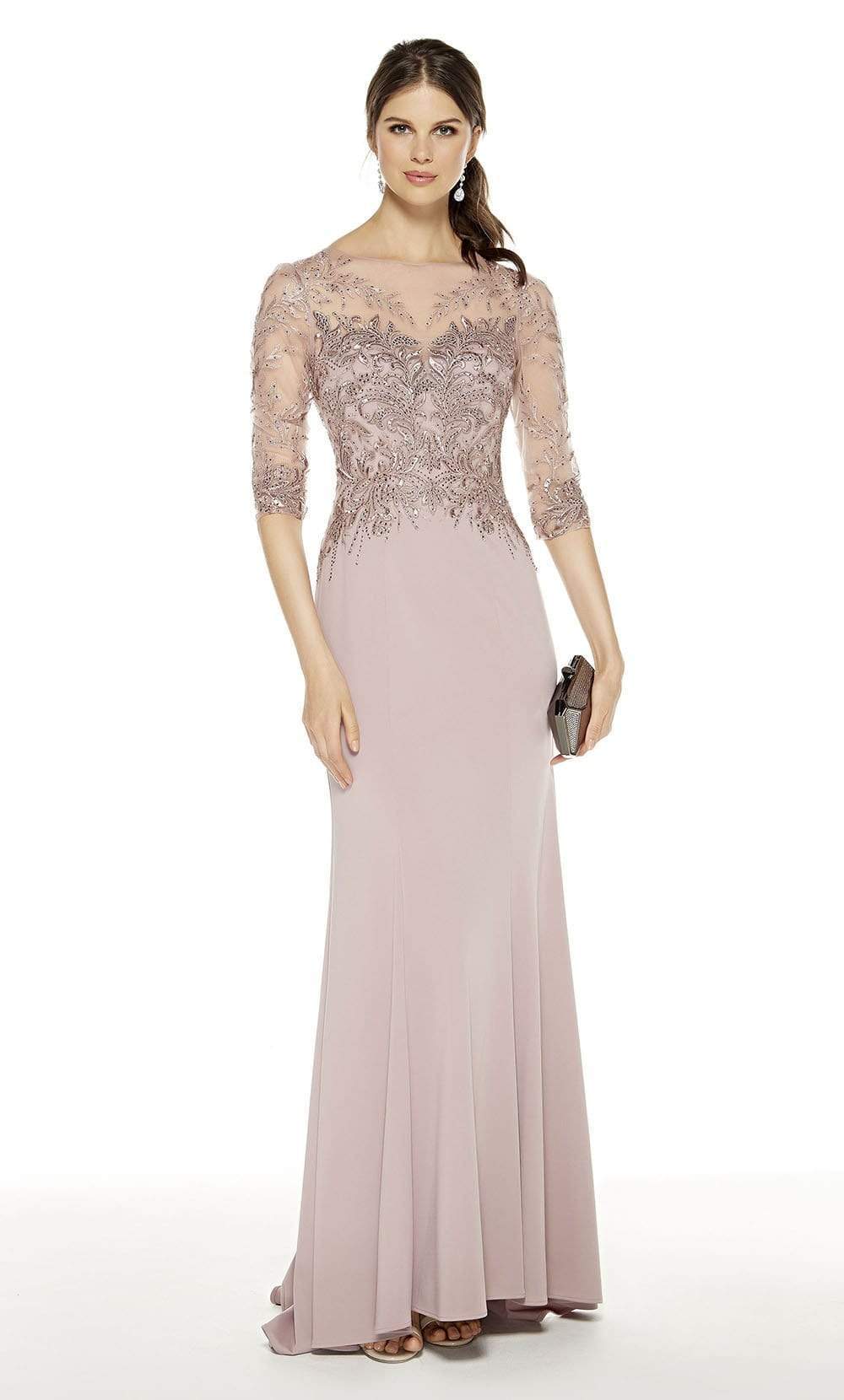 Alyce Paris - Beaded Illusion Sheath Evening Dress 27382 In Pink