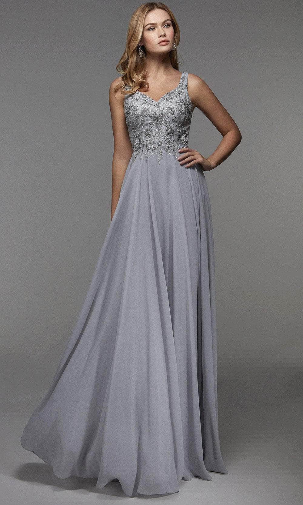 Alyce Paris - V-Neck Gown 27473 In Silver