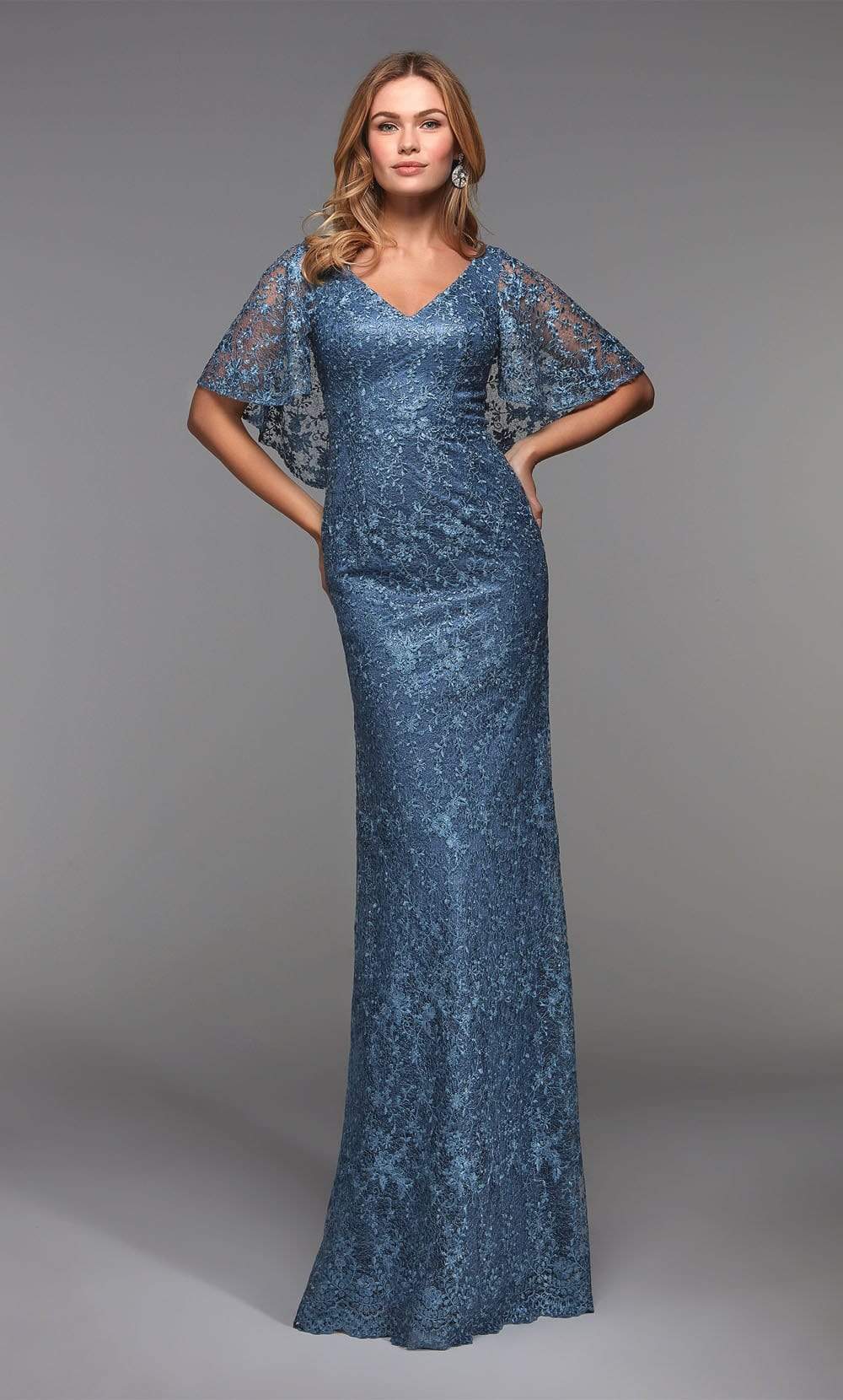 Alyce Paris - Flutter Sleeve Dress 27506 In Blue