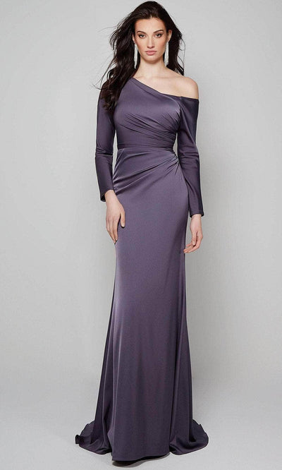 Alyce Paris 27557 - Asymmetrical Neck Fitted Formal Dress Mother Of The Bride Dresses 000 / Graphite