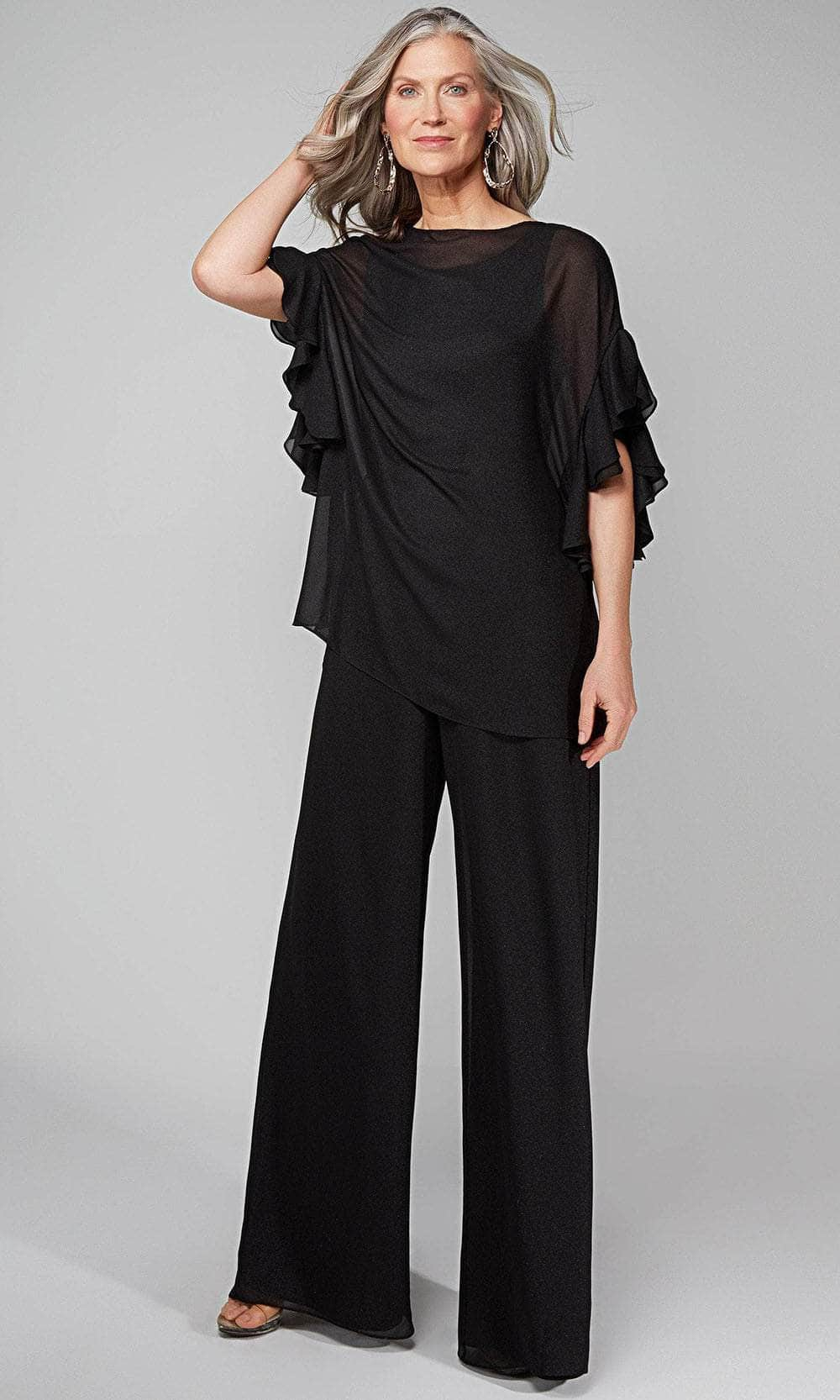 Alyce Paris - Ruffled Jumpsuit 27633 In Black