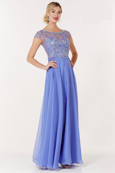 Alyce Paris - 29655SC Cap Sleeve Bejeweled Bodice Chiffon Dress