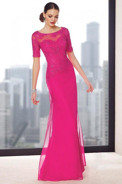 Alyce Paris - 29694 Short Sleeved Beaded Lace Sheath Gown