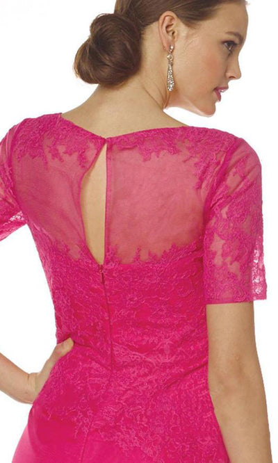 Alyce Paris - 29694 Short Sleeved Beaded Lace Sheath Gown In Pink