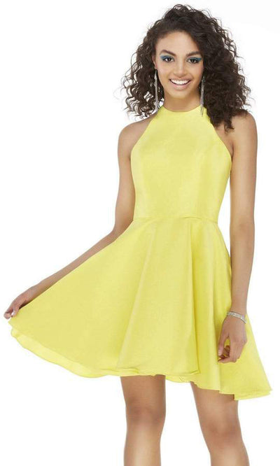 Alyce Paris - 3021 Short Sleeved Beaded Lace Sheath Gown In Yellow