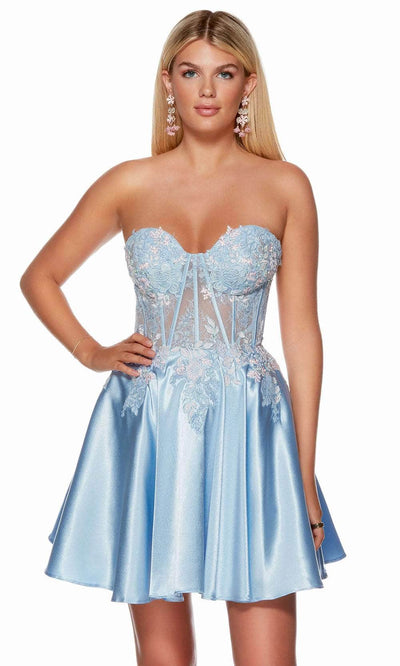 Alyce Paris 3158 - Strapless Embroidered Dress Special Occasion Dress 000 / Light Blue