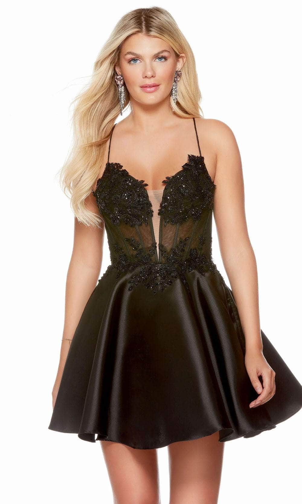 Alyce Paris 3170 - Embellished Sheer Corset Homecoming Dress Special Occasion Dress 000 / Black