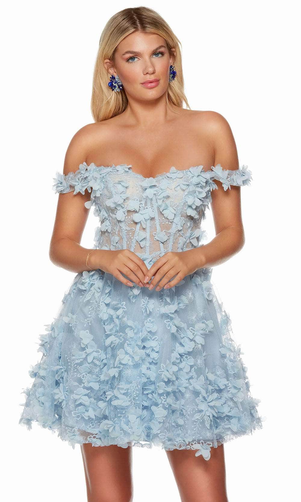 Alyce Paris 3172 - Off Shoulder Corset Homecoming Dress Special Occasion Dress 000 / Light Blue