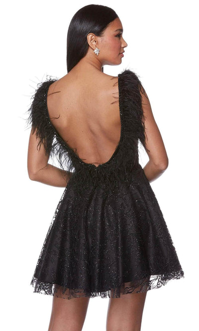 Alyce Paris 3174 - Feather Cap Sleeve Cocktail Dress Special Occasion Dresses