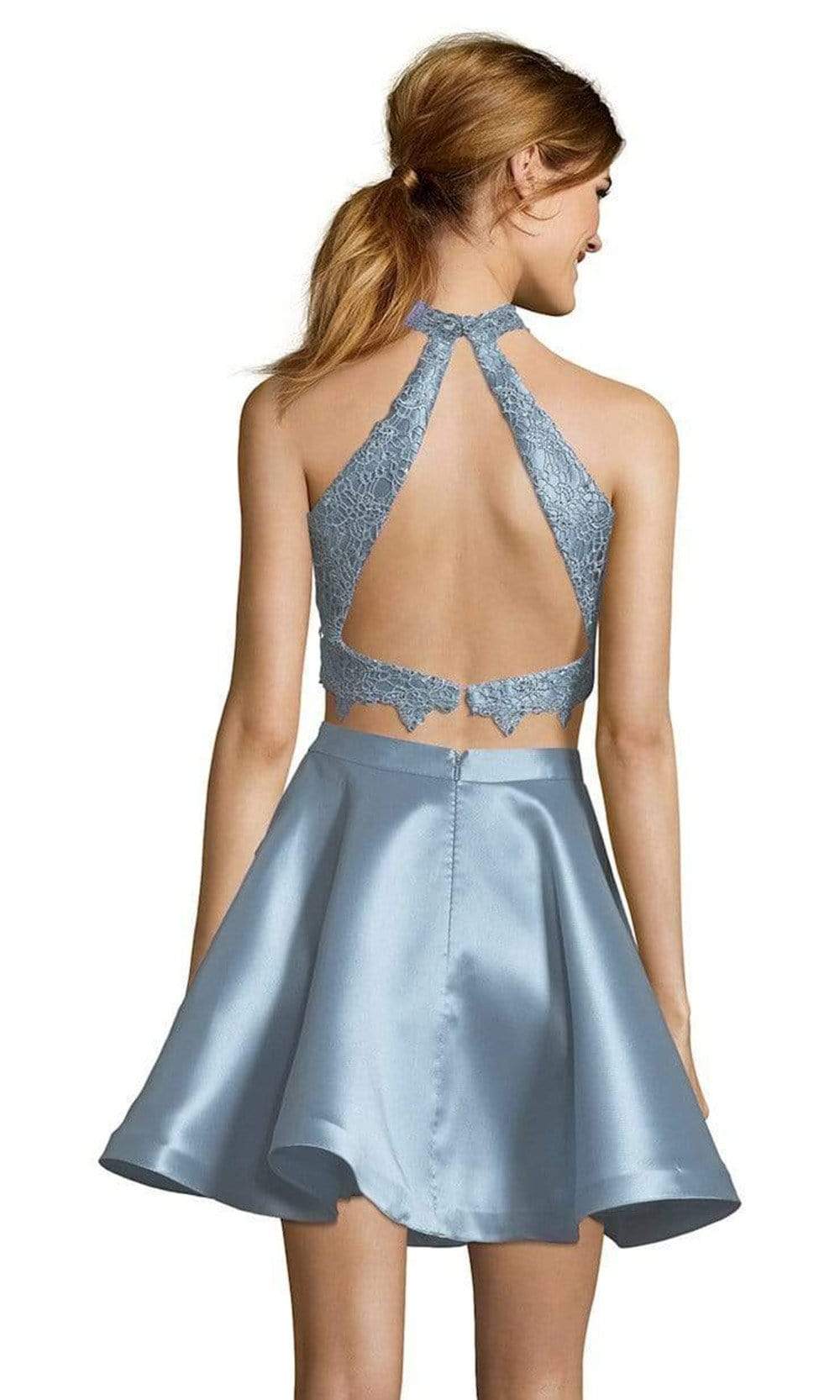 Alyce Paris - 3735 Two Piece Halter Lace Cocktail Dress Special Occasion Dress