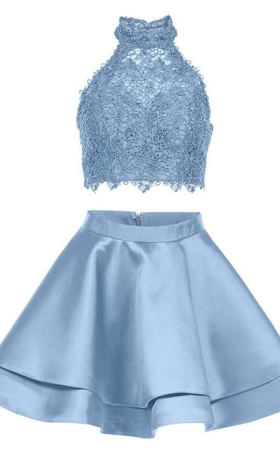 Alyce Paris - 3735 Two Piece Halter Lace Cocktail Dress Special Occasion Dress