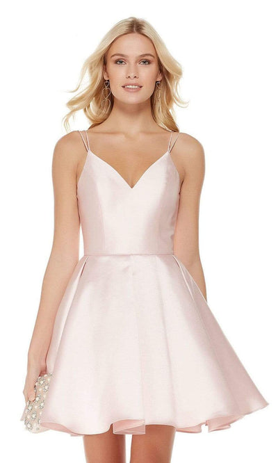 Alyce Paris - 3764 Sleeveless V Neck Double Strapped Fit and Flare Cocktail Dress - 1 pc French Pink in size 14 Available CCSALE