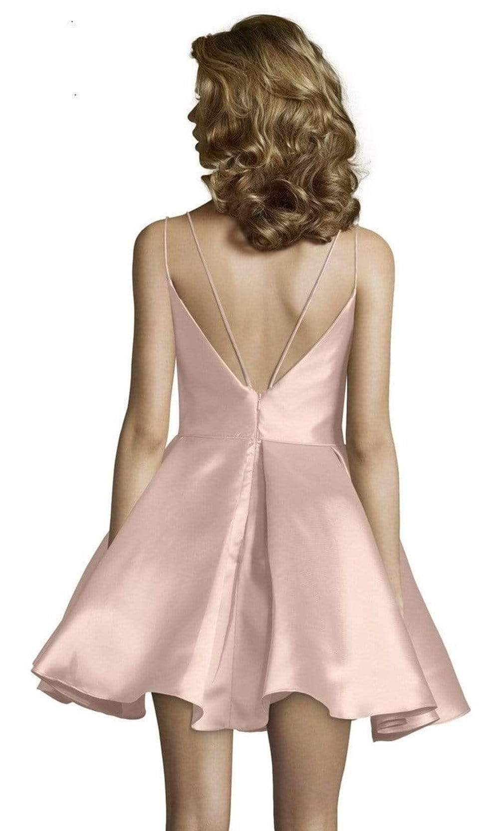 Alyce Paris - 3764 Sleeveless V Neck Double Strapped Fit and Flare Cocktail Dress - 1 pc French Pink in size 14 Available CCSALE