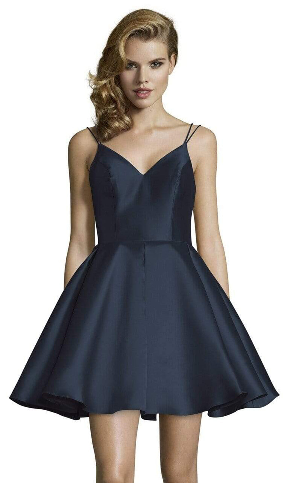 Alyce Paris - 3764 Sleeveless V Neck Double Strapped Fit and Flare Cocktail Dress - 1 pc Midnight in size 00 Available CCSALE 00 / Midnight