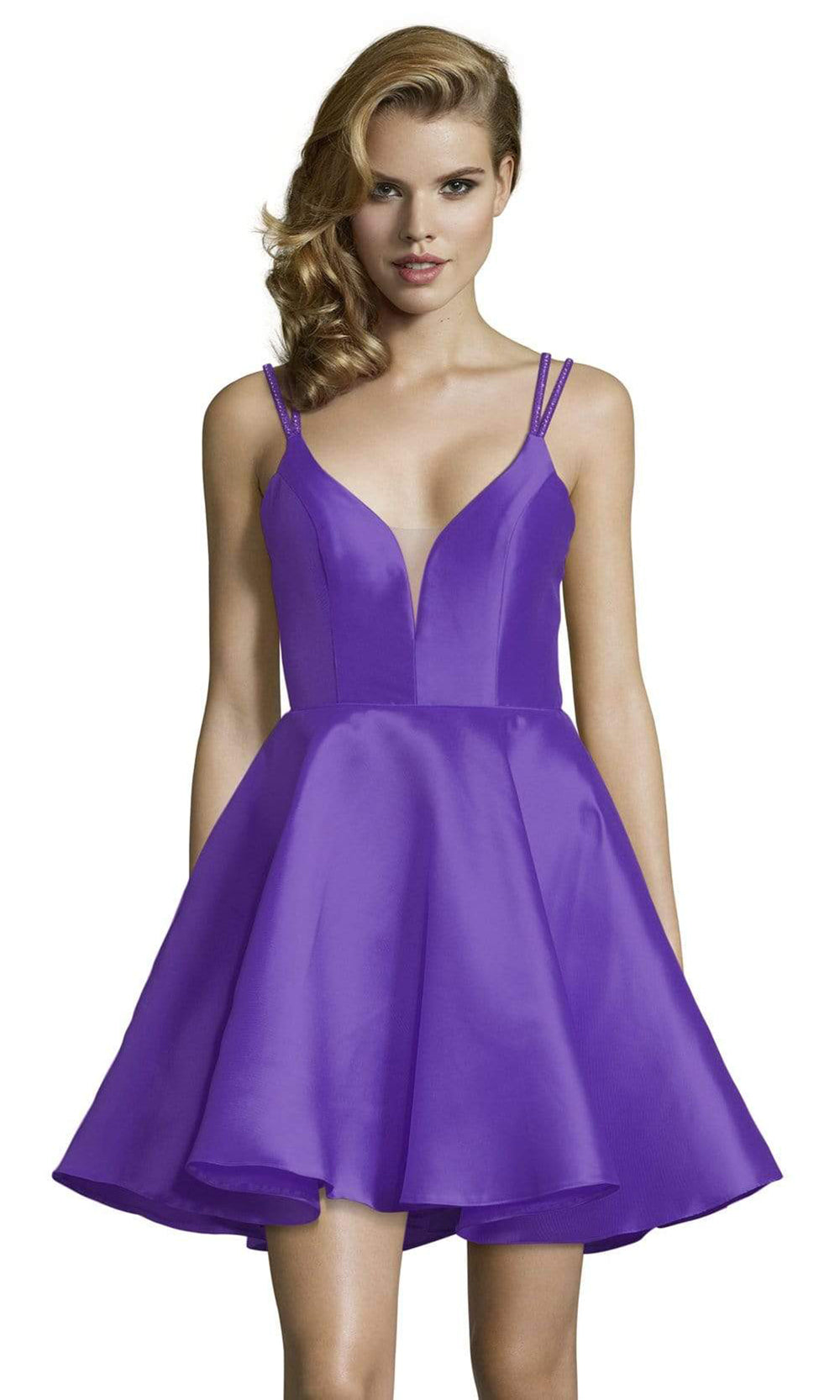 Alyce Paris Beaded Straps Fit and Flare Cocktail Dress 3769 - 1 pc Diamond White In Size 6 Available CCSALE 6 / Purple