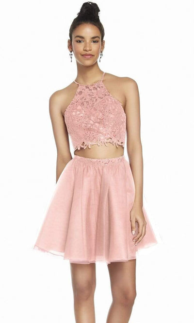 Alyce Paris - 3824 Two Piece Embellished Tulle A-line Cocktail Dress Special Occasion Dress 000 / Rosewater