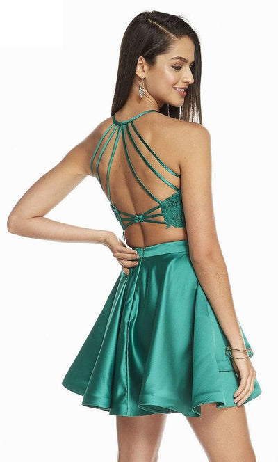 Alyce Paris - 3825 Two-Piece Beaded Lace Top Satin Cocktail Dress Homecoming Dresses