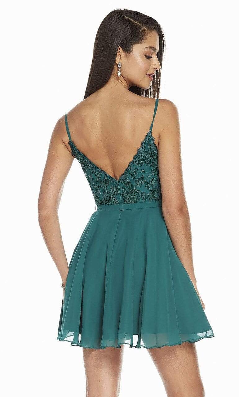 Alyce Paris - 3832 Beaded Lace Deep V-neck A-line Dress Special Occasion Dress