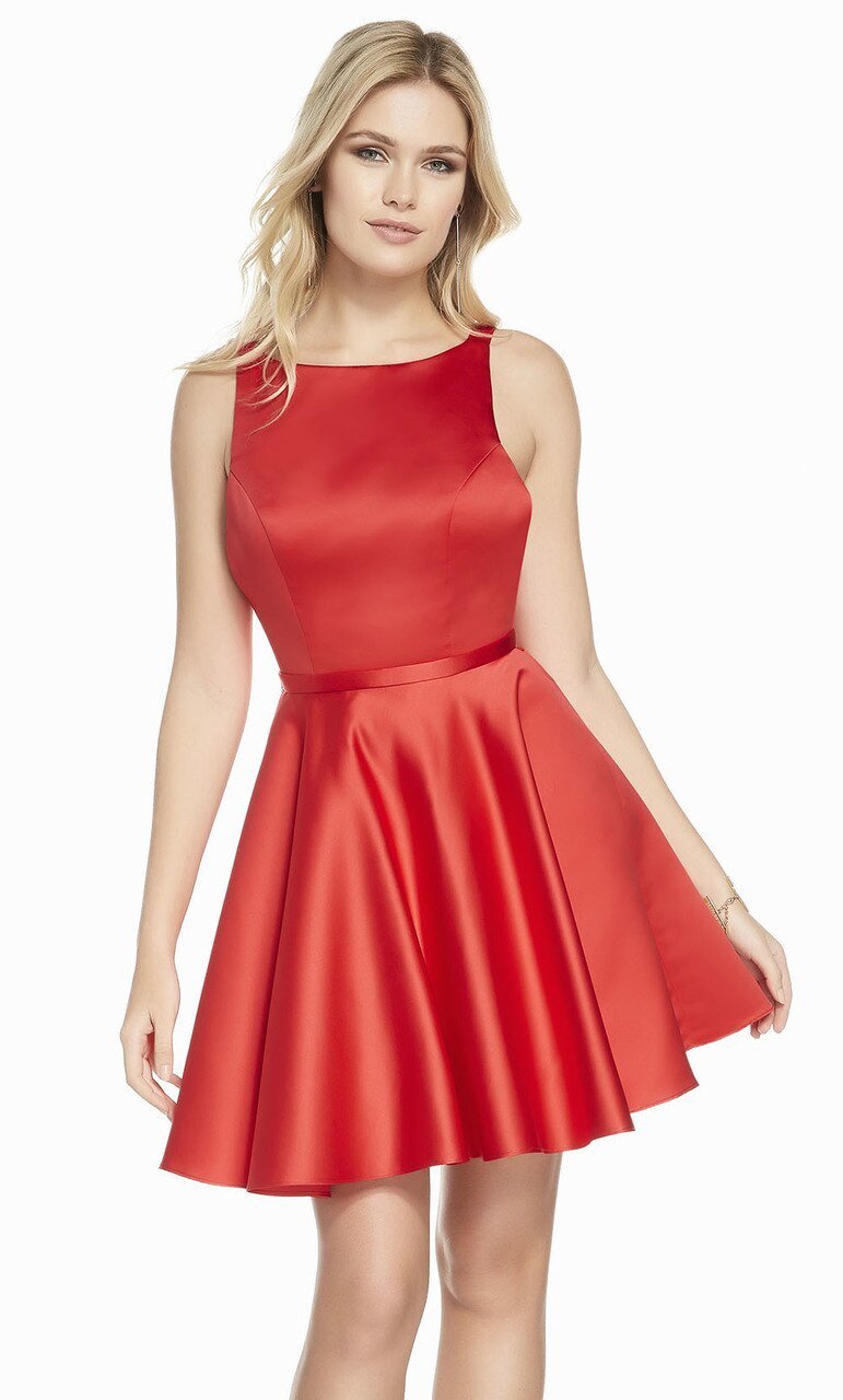 Alyce Paris - 3872 Oversized Accented Back A-Line Dress In Red