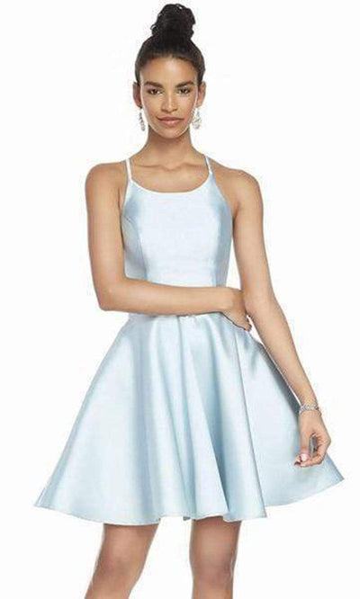Alyce Paris - Spaghetti Straps Fit and Flare A-Line Dress 3880SC In Blue