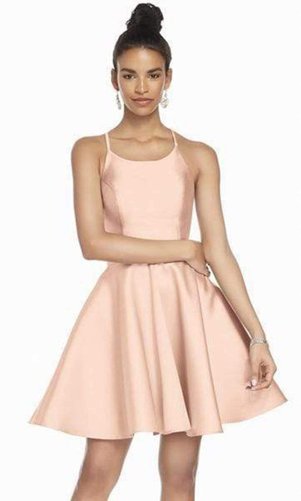 Alyce Paris - Spaghetti Straps Fit and Flare A-Line Dress 3880SC In Pink