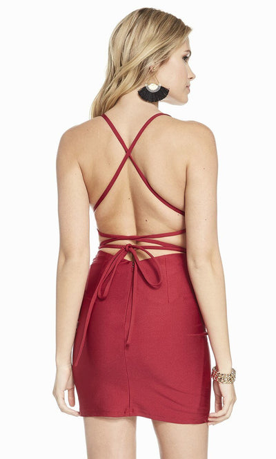 Alyce Paris - 4087 Strappy Seamed Sheath Cocktail Dress In Red