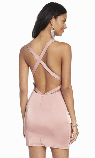 Alyce Paris - 4099 Deep V-neck Sheath Dress In Pink