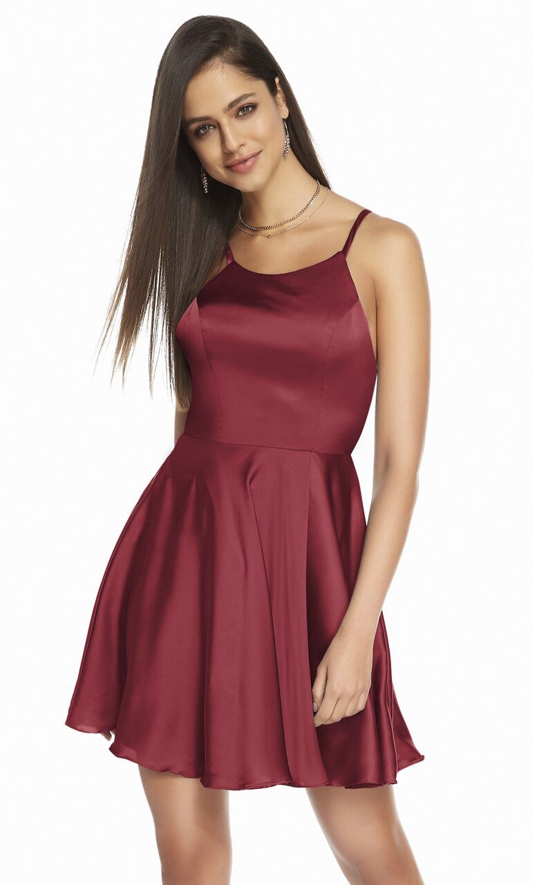 Alyce Paris - 4118 Strappy Back Short Satin Dress In Red