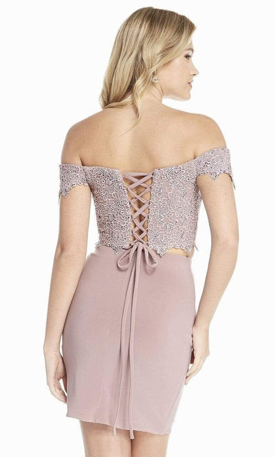 Alyce Paris - 4132 Two-Piece Lace Bodice Off Shoulder Short Dress Special Occasion Dress