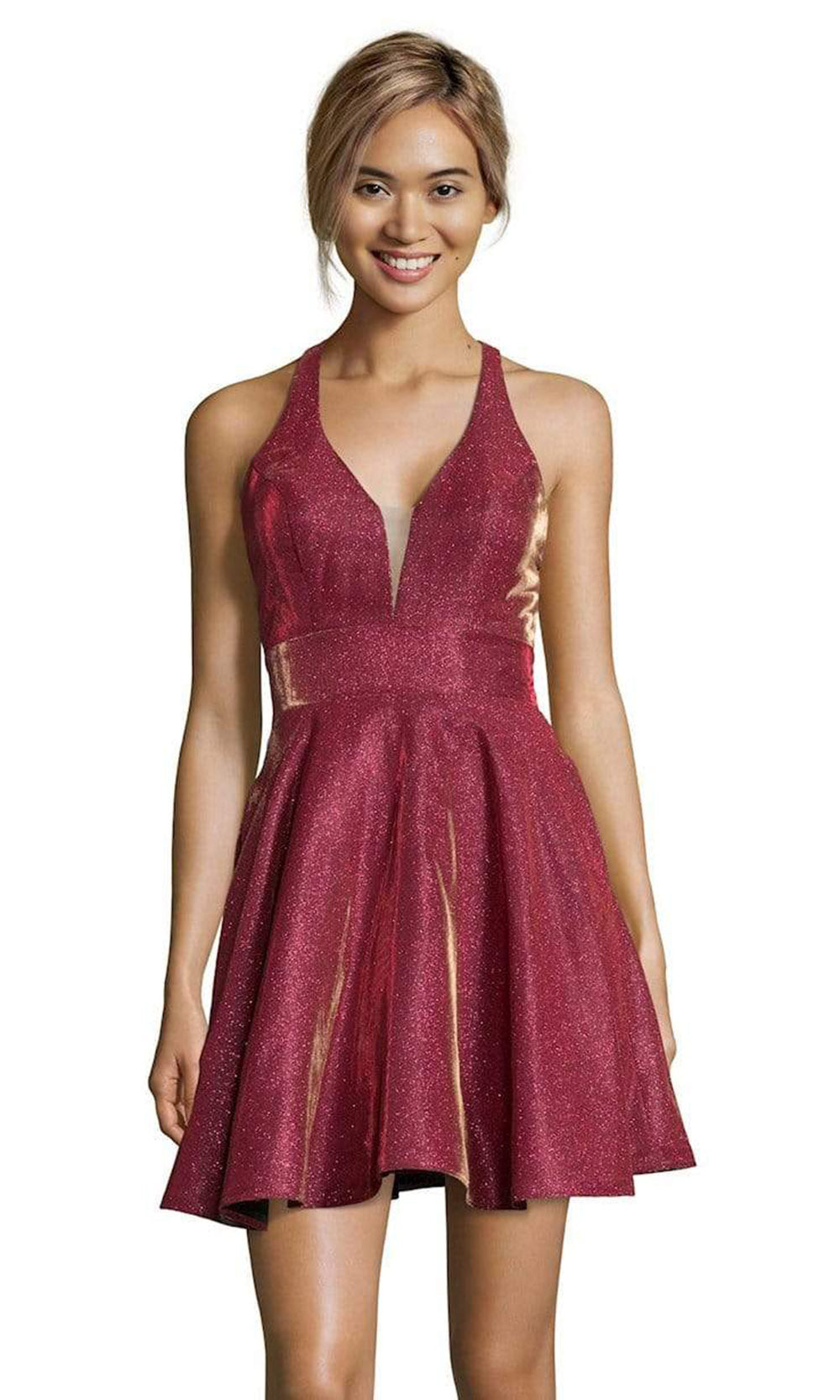 Alyce Paris - 4182 Plunging Neck Iridescent Taffeta Cocktail Dress - 2 pc Raspberry In Size 8 and 20 Available CCSALE