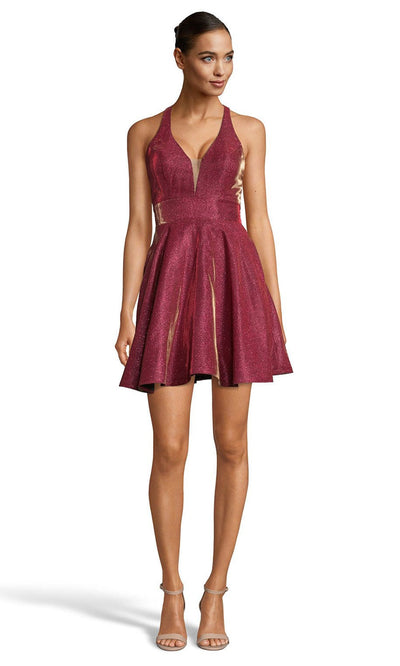 Alyce Paris - 4182 Plunging Neck Iridescent Taffeta Cocktail Dress - 2 pc Raspberry In Size 8 and 20 Available CCSALE