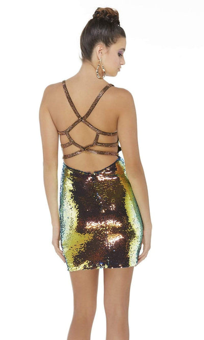 Alyce Paris - 4347 Sexy Cutout Back Opal Sequin Cocktail Dress - 1 pc Magic Opal In Size 8 Available CCSALE 8 / Magic Opal