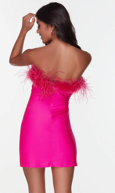 Alyce Paris 4524 - Feathered Strapless Cocktail Dress In Pink