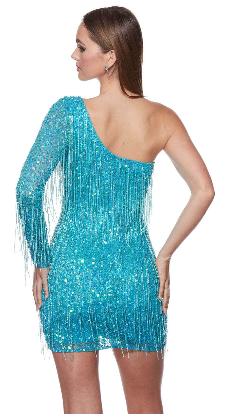 Alyce Paris 4646 - Fringed One Shoulder Homecoming Dress Party Dresses