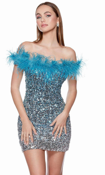 Alyce Paris 4647 - Off-Shoulder Feather Detail Dress Special Occasion Dresses