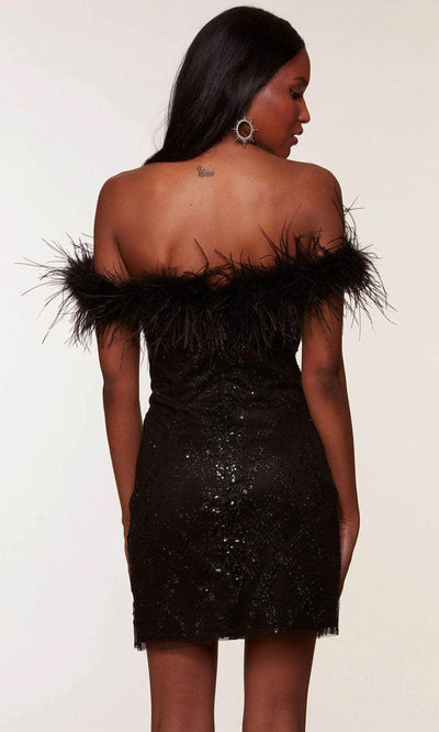 Alyce Paris 4649 - Feather Detail Off-Shoulder Dress Special Occasion Dresses